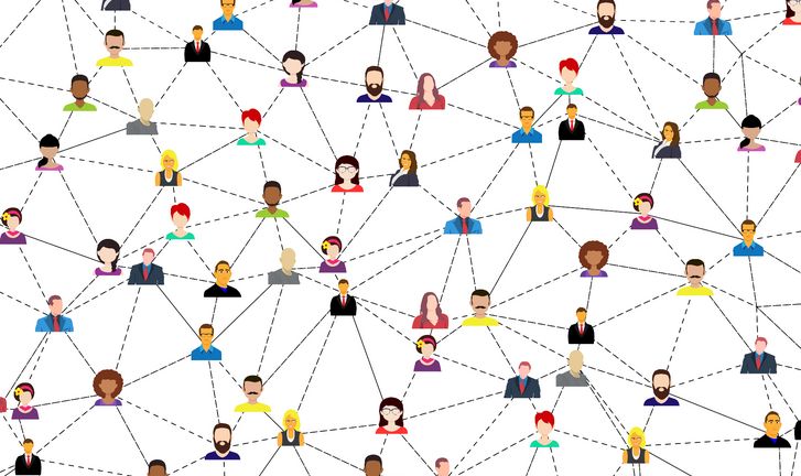 Illustration: Menschen in einer Netzwerkstruktur